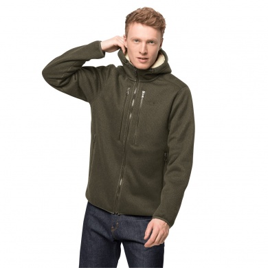 Jack Wolfskin Fleece Jacket with Hood Robson (Knit) Green Men